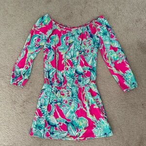 Lilly Pulitzer. Vibrant Pink and Blue Floral Dress. Size XXS